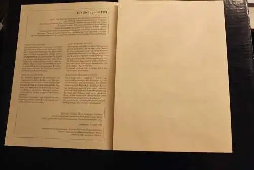 Deutschland 1991; Jahressammlung-ETB: Für die Jugend, Gefährdete Schmetterlinge, MiNr. 1512-19, bitte lesen