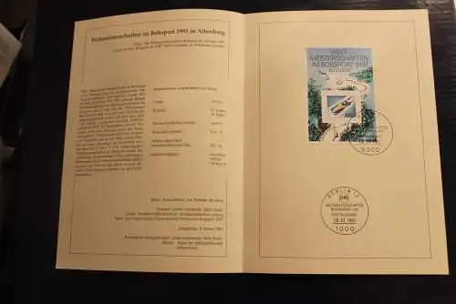 Deutschland 1991; Jahressammlung-ETB: Blockausgabe Weltmeisterschaften im Bobsport MiNr. Block 23; bitte lesen