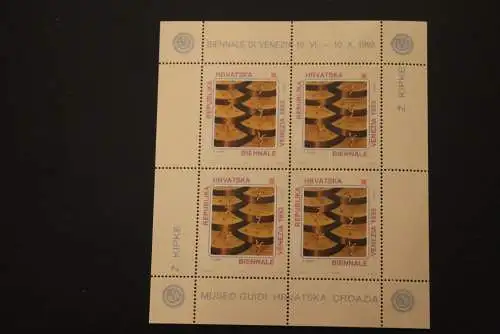 Kroatien 1993; Kleinbogen - Satz: Bienale Venedig; 3 Kleinbogen; MiNr. 243-45; MNH