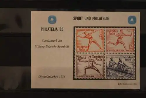 Vignette Farbsonderdruck Deutsche Sporthilfe aus MH 1985 "Für den Sport", Olympiamarken 1936