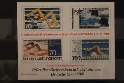 Vignette Farbsonderdruck Deutsche Sporthilfe 1978 "Für den Sport"; Messe Essen; Schwimmen