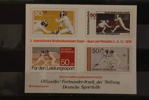 Vignette Farbsonderdruck Deutsche Sporthilfe 1978 "Für den Sport"; Messe Essen, Fechten