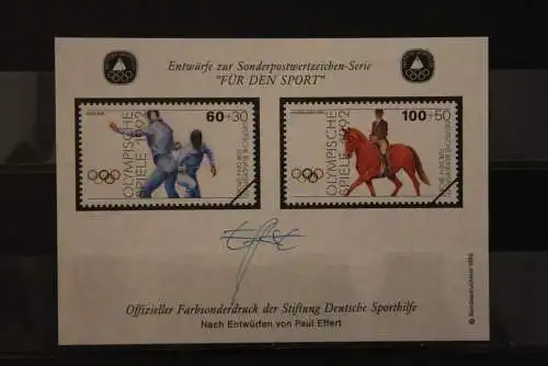 Vignette Farbsonderdruck Deutsche Sporthilfe aus MH 1992 "Für den Sport": Reiten;Fechten,Olympische Spiele