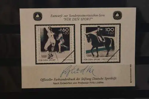 Vignette Farbsonderdruck Deutsche Sporthilfe aus MH 1992 "Für den Sport": Reiten;Fechten,Olympische Spiele