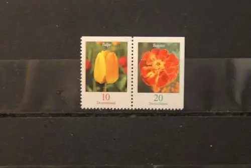BRD; Freimarken: Blumen; 10 / 20 C;  Tulpe / Tagetes; MNH; oben und rechts geschnitten; waagerechtes Paar