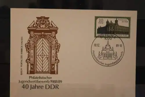 DDR 1989, Ganzsache Karte Jugendwettbewerb 1988/89, Wertstempel 10 Pf., Postmuseum; SST