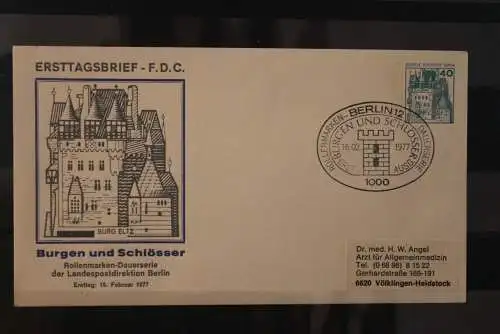 Berlin 1977, Ganzsache Freimarken: Burgen und Schlösser, 40 Pf, Burg Eltz, MiNr. 535, PU 70/6, ESST