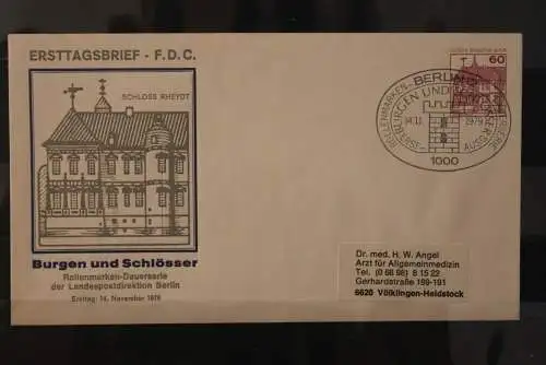 Berlin 1979, Ganzsache Freimarken: Burgen und Schlösser, 60 Pf, Schloß Rheydt, MiNr. 611, PU 75/7, ESST