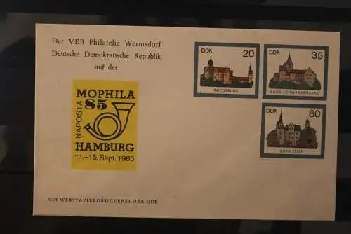 DDR 1985, Ganzsache Burgen der DDR mit Zudruck MOPHILA 85 Hamburg, MNH