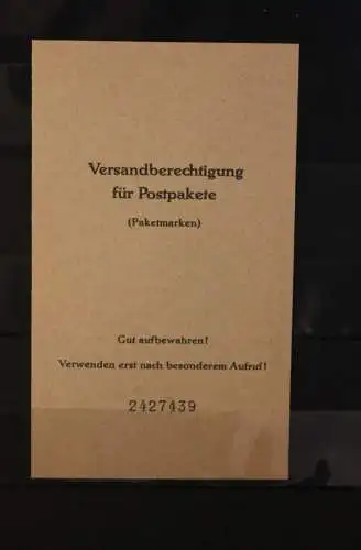 Berlin 1961, Versandberechtigung für Postpakete; Paket-Zulassungsmarken; MH-MiNr. PZ I