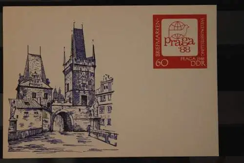 DDR 1988, Ganzsache P 99, Briefmarkenausstellung Praga '88