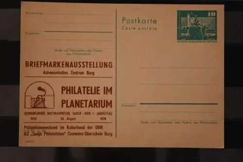 DDR 1979, Ganzsache mit Zudruck: Philatelie im Planetarium Burg