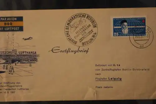 DDR 1957; Deutsche Lufthansa; Eröffnungsflug Berlin - Leipzig 16.6.57