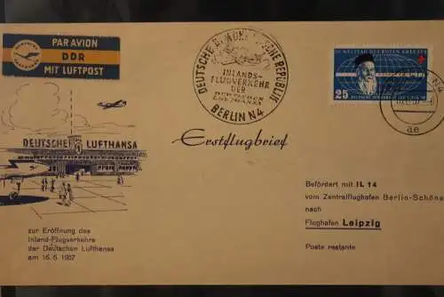 DDR 1957; Deutsche Lufthansa; Eröffnungsflug Berlin - Leipzig 16.6.57