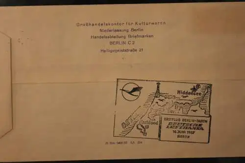 DDR 1957; Deutsche Lufthansa; Eröffnungsflug Berlin - Barth 16.6.57