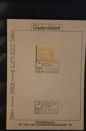 Österreich, Gedenkblatt der Post: ESSEN '84, mit ATM