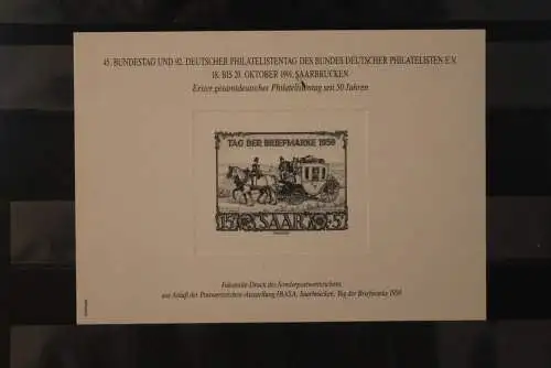 VIGNETTE; Tag der Briefmarke, IBASA Saarbrücken 1950, Fleck
