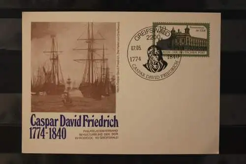 DDR 1990; Ganzsache Caspar David Friedrich, SST Greifswald