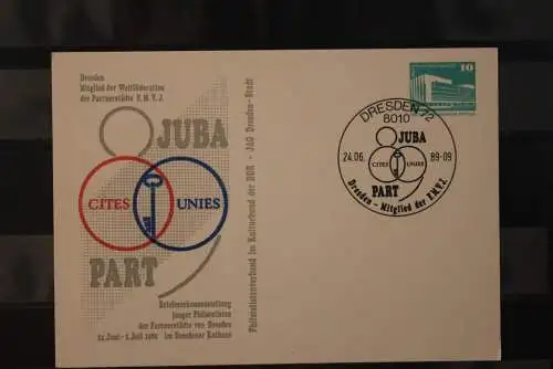 DDR 1989; Ganzsache mit Zudruck: JUBA PART, SST