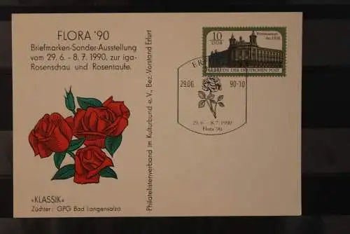 DDR 1990; Ganzsache FLORA '90 Erfurt, SST Rose