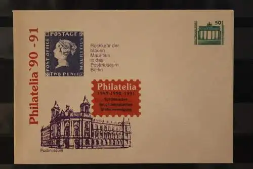 DDR 1990; Ganzsache; Philatelia 90, mit Zudruck, ungebraucht