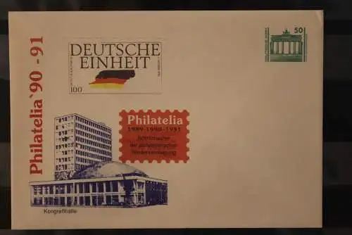 DDR 1990; Ganzsache; Philatelia 90, mit Zudruck, ungebraucht