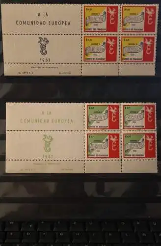 Paraguay 1961; EUROPA , CEPT Symphatieausgabe; MiNr 986-90, MNH; Viererblock, Eckrand