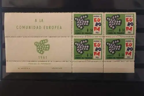 Paraguay 1961; EUROPA , CEPT Symphatieausgabe; MiNr 986-90, MNH; Viererblock, Eckrand