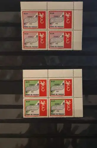 Paraguay 1961; EUROPA , CEPT Symphatieausgabe; MiNr 986-92, MNH; Viererblock, Eckrand, komplette Serie