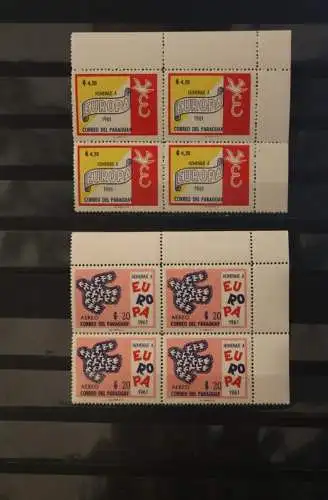 Paraguay 1961; EUROPA , CEPT Symphatieausgabe; MiNr 986-92, MNH; Viererblock, Eckrand, komplette Serie