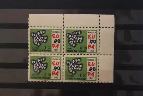 Paraguay 1961; EUROPA , CEPT Symphatieausgabe; MiNr 986-92, MNH; Viererblock, Eckrand, komplette Serie