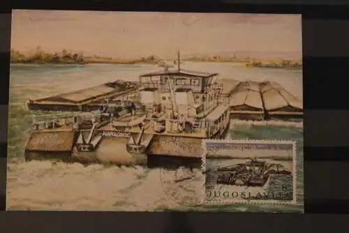 Jugoslawien 1981; Donaukommission: Maximumkarte Schifffahrt, Schiff