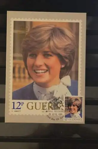 Guernsey 1981, 7 Maximumkarten:  Royal Wedding; Lady Diana