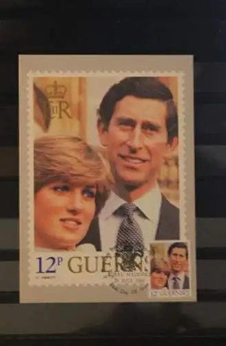 Guernsey 1981, 7 Maximumkarten:  Royal Wedding; Lady Diana