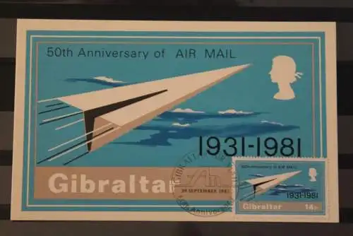 Gibraltar 1981, 3 Maximumkarten: 50 Jahre Air Mail