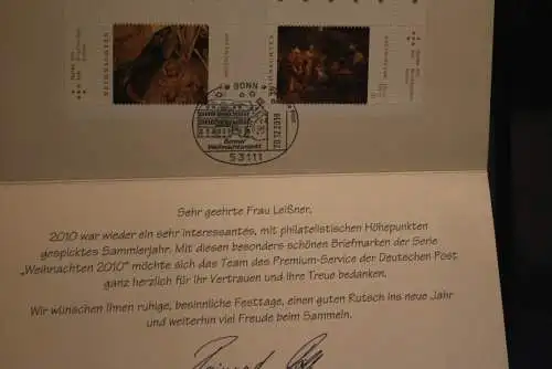 Deutschland 2010; Klappkarte der Deutsche Post, Weihnachten, mit Umschlag