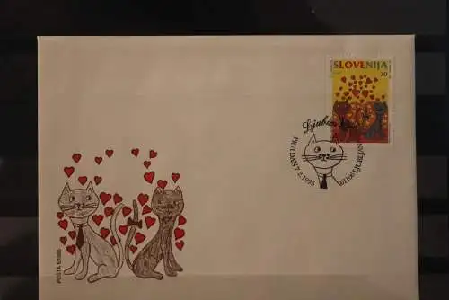 Slowenien 1995; LOVE, Katzen, FDC, MiNr 107