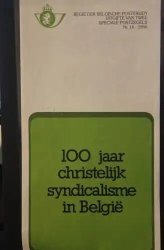 Belgien, Ankündigungsblatt 100 Jahre Christliche Syndicate, 1986; ESST