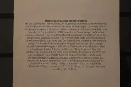 Deutschland 1991, Postkalender-Karte: Historische Luftpostbeförderung