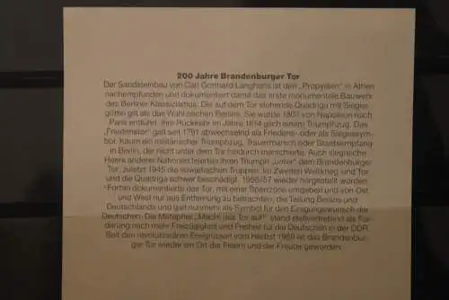 Deutschland 1991, Postkalender-Karte: 200 Jahre Brandenburger Tor