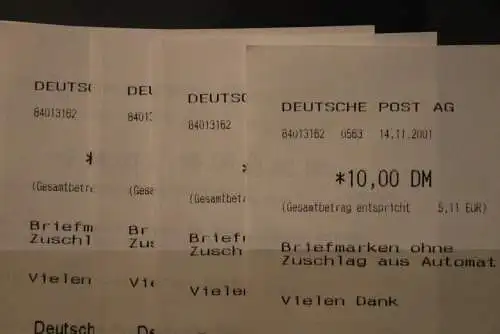 Deutschland ATM MiNr 3; alle mit Zähl-Nr., mit Einzel-Quittung, bitte lesen