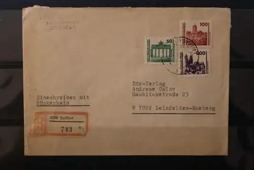 DDR 1990, R-Brief, Bedarfspost, Frankatur Gebäude und Denkmäler