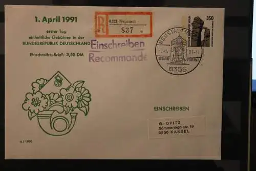 Deutschland, 1.April 1991; 1. Tag der einheitlichen Postgebühren in Deutschland; Ganzsache Sehenswürdigkeiten