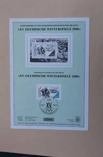 DDR 1988, Olympische Winterspiele 1988 - Calgary; MiNr Blockmarke Block 90 mit Schwarzdruck