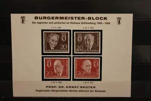 VIGNETTE; Berlin, Bürgermeister-Block, Umschrift in braun mit Wappen; Regierender Bürgermeister Ernst Reuter