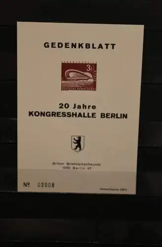 VIGNETTE; Berlin, 20 Jahre Kongresshalle; MiNr 154, weiß, nummeriert