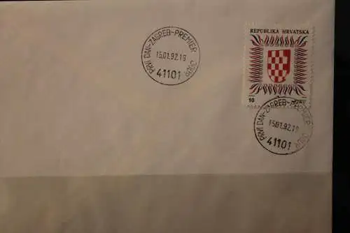 Kroatien 1992, FDC, Staatswappen, MiNr 186 C