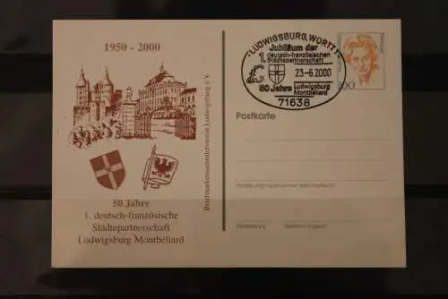 Ludwigsburg 2000; Städtepartnerschaft mit Montbeliard, Wertstempel E. Schwarzhaupt, SST