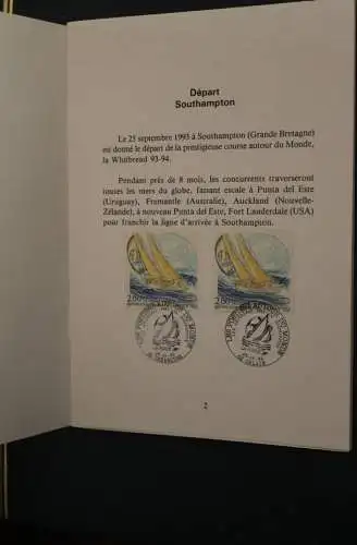 Frankreich 1993: Philatelistische Bordbroschüre des Seglers "La Poste", Weltumseglung; nummeriert, limitiert