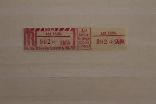 DDR 1968 SbPA Einschreibemarke Gebührenzettel 2 C; sb, 402 Halle,**Z